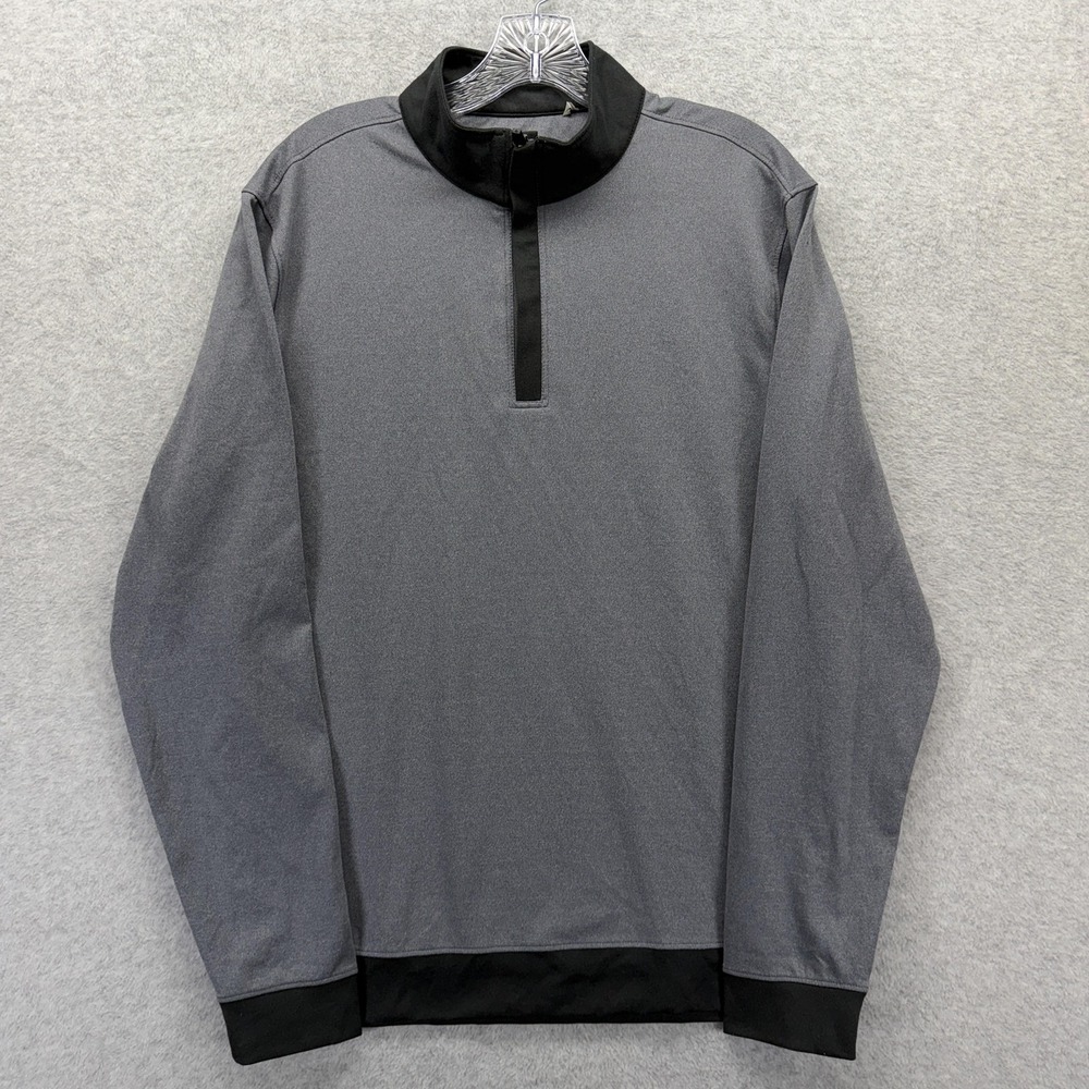 Swannies Pullover Mens Medium Gray 1/4 Zip Mock Neck Golf Stretch Top Athletic